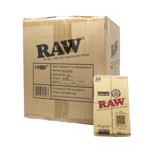 RAW Organic Hemp Connoisseur Rolling Papers 1/¼ Size With Tips - 24ct [MASTER CASE OF 30]